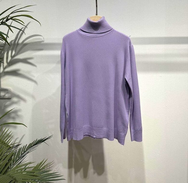 Džemperis - bītlene ar augsto apkakli un viskozi Violets Universāls izmērs 